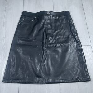 Helmut Lang Women's 2 Patent Lamb Leather Mini Skirt High Rise Button Fly